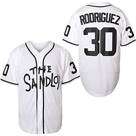 Picture of The Sandlot Benny Jersey 30 'The Jet' Rodriguez 5 Michael 'Squints' Palledorous 11 Alan Yeah-Yeah McClennan 23 Bel Air 3D Print Movie Baseball Jersey (30 Rodriguez White, XXX-Large)