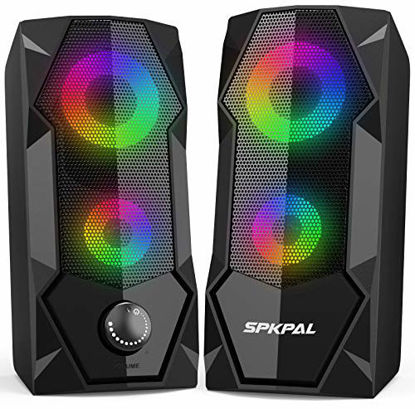 Picture of SPKPAL Computer Speakers RGB Gaming Speaker PC 2.0 Wired USB Powered Stereo Volume Control Dual Channel Multimedia AUX 3.5mm for Laptop Desktop Tablet Phone Monitors