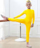 Picture of Kids Girls One Piece Spandex Unitards, Long Sleeve Turtleneck Unitard, Full Body Catsuit, Dance Leotard Costumes (Yellow, XXL)