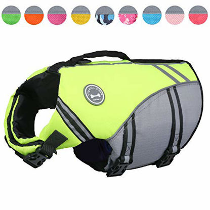 Picture of Vivaglory New Sports Style Ripstop Dog Life Jacket with Superior Buoyancy & Rescue Handle, Bright Yellow, M