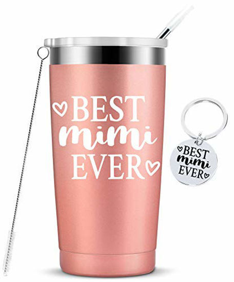 Picture of Best Mimi Ever-Mimi Gifts Cup from Granddaughter Grandson Mothers Day Birthday Christmas Gifts for New Mimi,Mimi to be,Grandma,Nana Grandma Tumbler with Lid and Straw 20Ounce Rose Gold