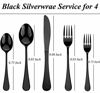 Picture of Black Silverware Set 20 Piece, Stainless Steel Flatware Set for 4, Cutlery Utensils Set Include Knives/Forks/Spoons Service for 4, Mirror Polished and Dishwasher Safe