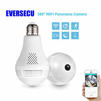 Picture of 360° Panoramic View WiFi IP Bulb Camera with FishEye Lens 360 Degree 3D VR Panoramic View Home Security CCTV Camera Wirelss Security Camera (960P)
