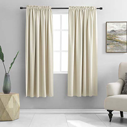 Picture of DONREN Cream Beige Room Darkening Curtain Panels for Bedroom - 2 Pcs Thermal Insulated Rod Pocket Window Drapes for Living Room (Ivory Beige,W 52 x L 63 Inch,)