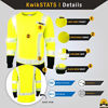 Picture of KwikSafety (Charlotte, NC) MECHANIC Long Sleeve (w/POCKET & Black Trim) Class 3 ANSI High Visibility Safety Shirt Fishbone Reflective Tape Construction Security Hi Vis Clothing Men | Yellow Medium