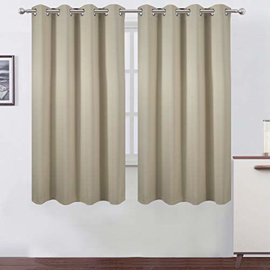 Picture of LEMOMO Beige Thermal Blackout Curtains/52 x 63 Inch/Set of 2 Panels Room Darkening Curtains for Bedroom