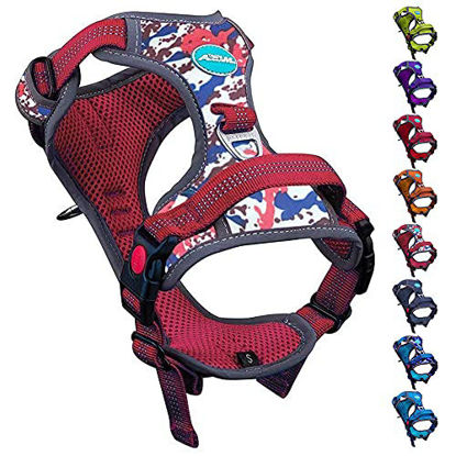 Picture of ThinkPet No Pull Harness Breathable Sport Harness with Handle-Dog Harnesses Reflective Adjustable for Medium Large Dogs,Back/Front Clip for Easy Control L Camouflage Red