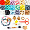 Picture of Silicone Beads, Silicone Beads for Teething Bulk, Silicone Teething Chewing Beads for Pacifier Clips Necklace Bracelet Making DIY Supplies Dental Care Safety Handicrafts