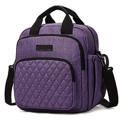 Picture of SCORLIA Insulated Lunch Bag Thermal Backpack, 3 in 1 Convertible Lunch Tote with Side pockets for Women, Tall lunch Cooler Box with Drinks Holder for Girls, Kids, School, Office, Beach, Picnic, Purple