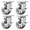 Picture of 4 All Steel Swivel Plate Caster Wheels w Brake Lock Heavy Duty High-Gauge Steel Gray (3" with Brake)