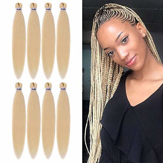 Picture of Pre Stretched Braiding Hair 26 Inch 8 Packs Professional Soft Yaki blonde braiding Hair For Braids Hot Water Setting Synthetic Crochet Hair Extensions(#613)