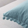 Picture of Top Finel Decorative Euro Throw Pillow Covers for Couch Bed Soft Particles Velvet Solid Cushion Covers with Pom-poms 26 x 26 Inch 65 x 65 cm, Pack of 2, Pale Blue