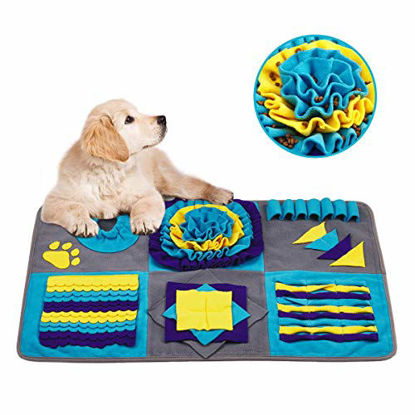 Picture of Dog Snuffle Mat for Large Medium Small Dogs - Stress Release Slow Eat Durable Machine Washable Anti Slip Easy to Use - Distracting Training Natural Foraging Snuffling Nose Work for Dogs¡­