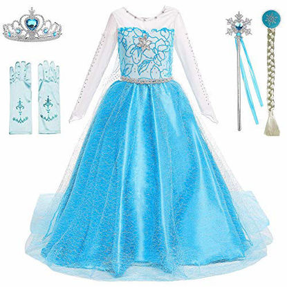 Picture of BanKids Princess Costume Birthday Party Dress Up for Little Girls with Wig,Crown,Wand,Gloves Accessories 9-10 Years(Q89w/acc,150cm)