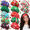 Picture of 12 Pieces Christmas Stretchy Headband Christmas Santa Claus Head Wrap Christmas Tree Turban Band Non Slip Hair Bands Hair Accessories for Women Girls Hair Styling Xmas Party Cosplay (Classic Pattern)