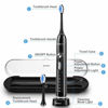 Picture of Sonibet Electric Toothbrush Sonic Brush - Battery Rechargeable Toothbrush with 6 Replacement Heads Travel Case Cordless Charger Smart Timer Clean Whitening Teeth for Oral Care Adults Kids Black