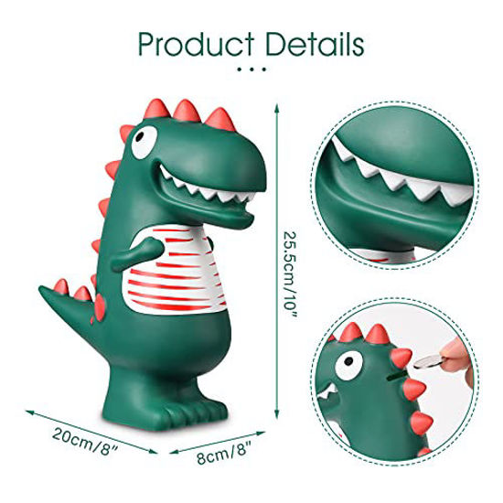 Picture of Dinosaur Piggy Bank, Unbreakable Plastic Coin Bank, Cute Baby Saving Money Bank for Kids Boys Girls, for Christmas New Year Birthday, Green ( Large )