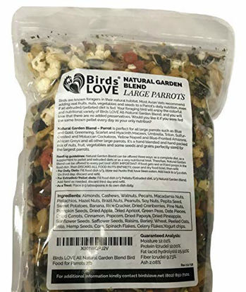 Picture of Birds LOVE All Natural Garden Blend Bird Food for Lovebirds, Parakeets, Cockatiels, Conures, Quakers, Cockatoos, Macaws and All Sized Birds (2lb - Macaw, Cockatoo Lg Bird)