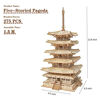 Picture of ROBOTIME 3D Puzzle Wooden Craft Kits for Adults DIY Model Building Kit Best Gift for Kids (Five-Storied Pagoda)