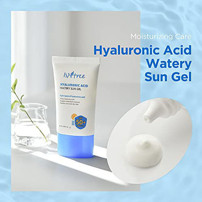 Picture of ISNTREE Hyaluronic Acid Watery Sun Gel SPF 50+ PA++++ 1.69 Fl Oz, 8 Types of Hyaluronic Acid, Strong Protection Against UVA and UVB Rays, No White Cast, Reef-safe, Non-nano Sunscreen