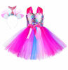 Picture of Tutu Dreams 4 Colors Mermaid Dress for Girls with Headband Halloween Birthday Party Pink