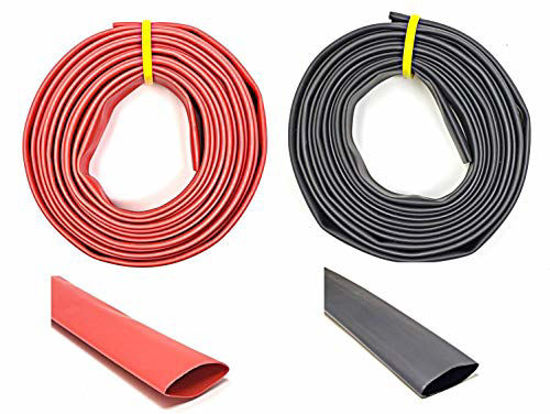 Picture of WindyNation 3/8" 20 Feet Black + 20 Feet Red 3:1 Dual Wall Adhesive Glue Lined Marine Grade Heat Shrink Tube Tubing