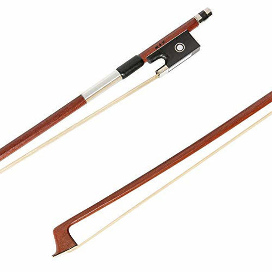 Picture of MI&VI Classic Brazilwood Violin Bow (1/2 Size) with Ebony Frog and Octagonal Silver Mount | Well Balanced | Light Weight | Real Mongolian Horse Hair - By MIVI Music