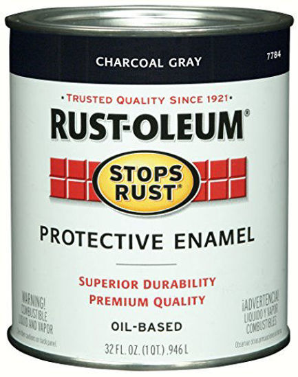 Picture of Rust-Oleum 7784502-2PK Stops Rust Brush On Paint, Quart (2 Pack), Gloss Charcoal Gray, 2 Can