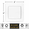 Picture of Clear Square Plates Set by Oasis Creations - 9" - 50 Count - Premium Hard Clear Plastic - Disposable and Reusable - Dinner Plates - Salad Plates - Party Plate Set - Weddings, Parties, Events & More!