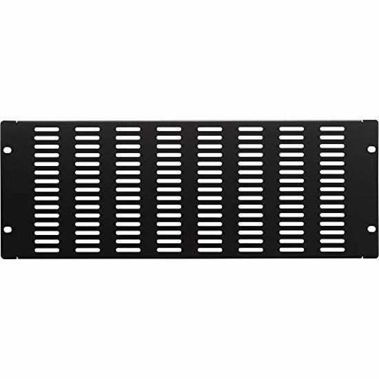 Picture of NavePoint 4U Blanking Panel, Slotted, Flanged, 19 inch Wide Network Server Rack or Server Cabinet, Filler Panel, Steel, Hardware Included