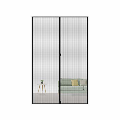 Picture of MAGZO Magnetic Screen Door Fit Door Size 32 x 82, Reinforced Fiberglass Mesh Curtain Back Door Mesh with Full Frame Hook&Loop-Grey