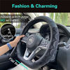 Picture of PINCTROT D Shaped 14 Inch Small Sized Steering Wheel Cover Great Grip with 3D Honeycomb Anti-Slip Design, Flat Bottom 14 Inch (All Black)