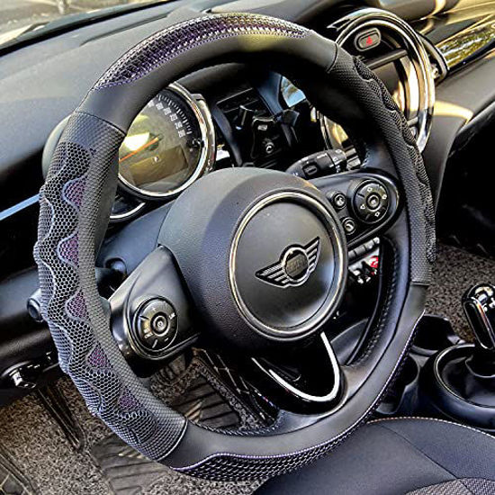 Picture of PINCTROT Small Size Steering Wheel Cover Great Grip with 3D Honeycomb Anti-Slip Design, 14 Inch (Purple)