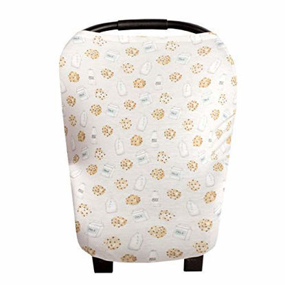 Picture of Baby Car Seat Cover Canopy and Nursing Cover Multi-Use Stretchy 5 in 1 Gift Cookies & Milk"Chip" by Copper Pearl