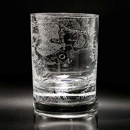 Picture of MAP OF MIDDLE EARTH Engraved Whiskey Rocks Glasses | Inspired by Lord of the Rings LOTR | Great Gift Idea!