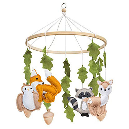 Picture of Woodland Mobile for Crib by First Landings | Baby Nursery Mobiles | Woodland Nursery Decor | Crib Mobile Baby Boys and Girls | Baby Mobile with Fox Decor | Forest Animals Woodlands Theme | Baby Gift
