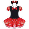 Picture of Girls Kids Vintage Polka Dots Christmas Princess Dress Cosplay Fancy Ballet Dance Costume Leotard Tutu Skirt Pageant Party Birthday Outfits with Mouse Ear Headband Red 7-8 Years