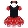 Picture of Girls Kids Vintage Polka Dots Christmas Princess Dress Cosplay Fancy Ballet Dance Costume Leotard Tutu Skirt Pageant Party Birthday Outfits with Mouse Ear Headband Red 7-8 Years