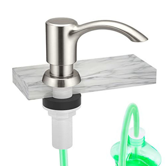 Picture of SAMODRA Soap Dispenser for Kitchen Sink and Tube Kit, 39" Tube Connects Directly to Soap Bottle, No More Refills (Brushed Nickel No Bottle)