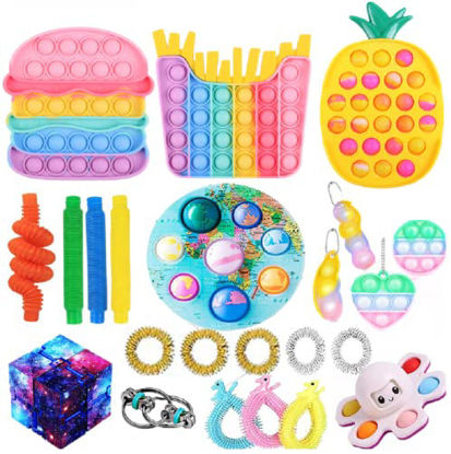 Picture of Fidget Toy Pack, Cheap Sensory Fidget Pack, Fidget Toys Set Stress Relive Squeeze Toys with Pop (Fidget Pack)