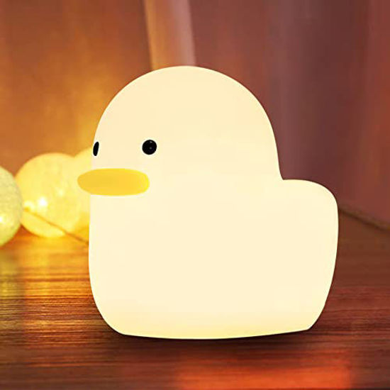 Picture of Ipalmay Home Night Lights for Kids USB Rechargeable Lamps , ABS+PC Bedside Lamp for Breastfeeding, Touch Control&Timer Setting, White Duck