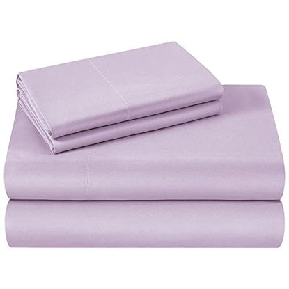 Picture of HOMEIDEAS Bed Sheets Set Extra Soft Brushed Microfiber 1800 Bedding Sheets - Deep Pocket, Wrinkle & Fade Free - 4 Piece(Queen,Lavender)