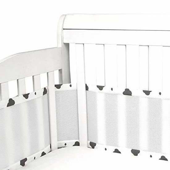 GetUSCart- XOXE-LOVE Mesh Crib Bumper Baby Crib Bumper Breathable Safe for  Boys and Girls Mesh Crib Liner White Cloud 2 Pieces