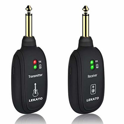 Picture of LEKATO Wireless Guitar System Built-in Rechargeable 4 Channels Wireless Guitar Transmitter Receiver for Electric Guitar Bass Violin