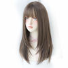 Picture of 7JHH WIGS Hair Dye Wig for Women Synthetic Hair Natural Long Straight Wig With Bangs (22inch, Cold brown)