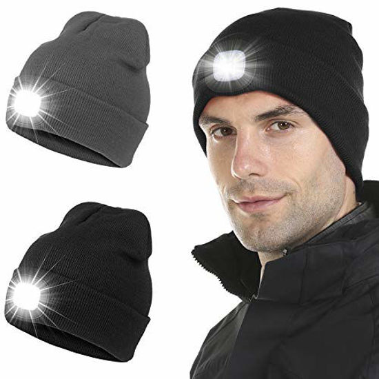 iClover 2 Pack LED Beanie Hat with Light, USB Rechargeable Winter Knitted  Headlight Cap Gifts for Men Women Outdoor Hiking Camping - Black+Black -  Walmart.com