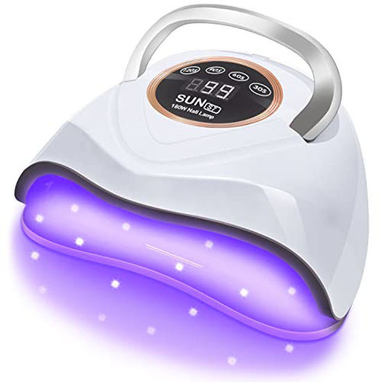 Picture of UV LED Nail Lamp 180W UV Nail Light for Gel Polish Fast Nail Dryer with 48 Lamp Beads 4 Timers Large Space Gel Curing Lamps for Home Salon(White)