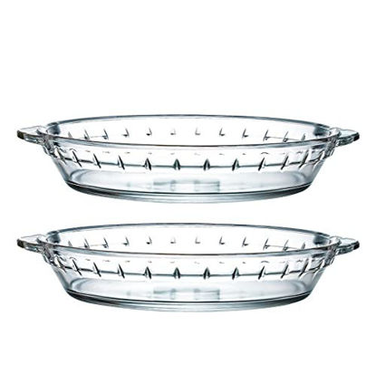 Picture of ZYER Glass Pie Plate Clear Pie Baking Pan Pie Pan with Handles Glass Pie Dish for Baking , 8-35 Inch 2 Pack