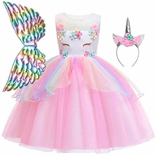 Picture of Little Girls Unicorn Tulle Dresses Princess Party Outfits Costume 5t 6t