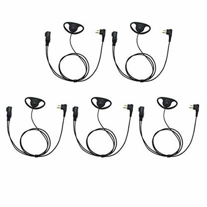 Picture of GoodQbuy D Shape Clip-Ear Headset Earpiece PTT with Mic is Compatible with Motorola Two-Way Radio CLS1410 RMM2050 GP300 CP200 PR400 CLS1110 (5 Pcs)